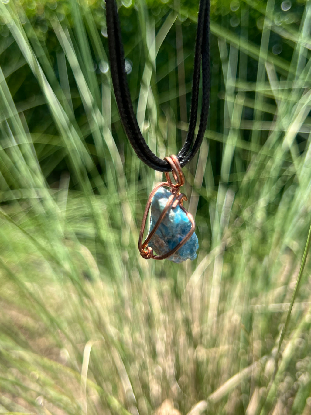 Copper Wrapped - Blue Apatite