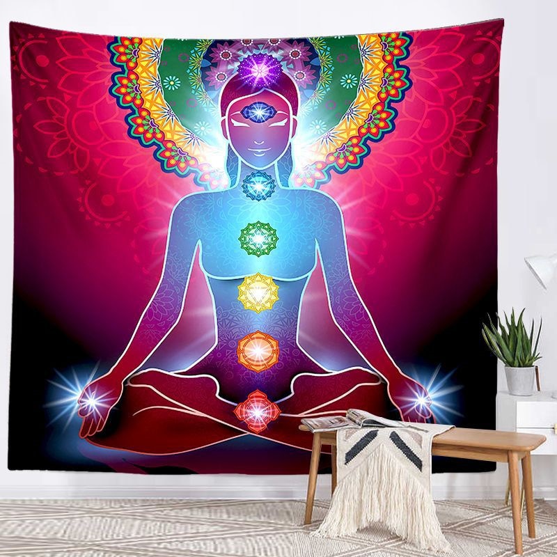 Spiritual Wall Tapestry - Chakra-Buddah-lotus-sacred geometry