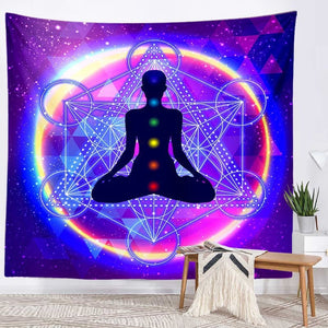 Spiritual Wall Tapestry - Chakra-Buddah-lotus-sacred geometry