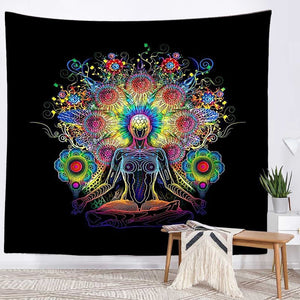 Spiritual Wall Tapestry - Chakra-Buddah-lotus-sacred geometry