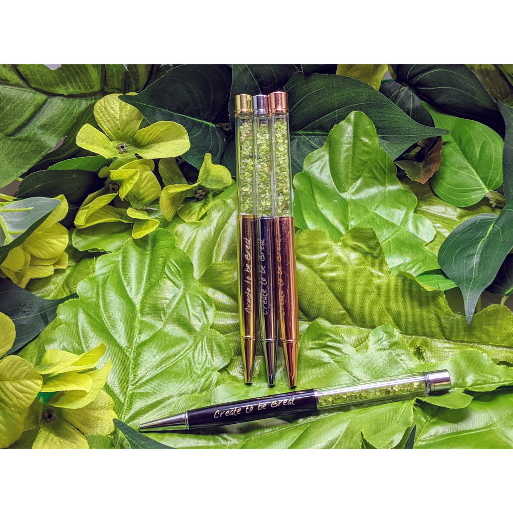 Peridot Crystal filled Affirmation Wand Pen | Manifestation Tools |