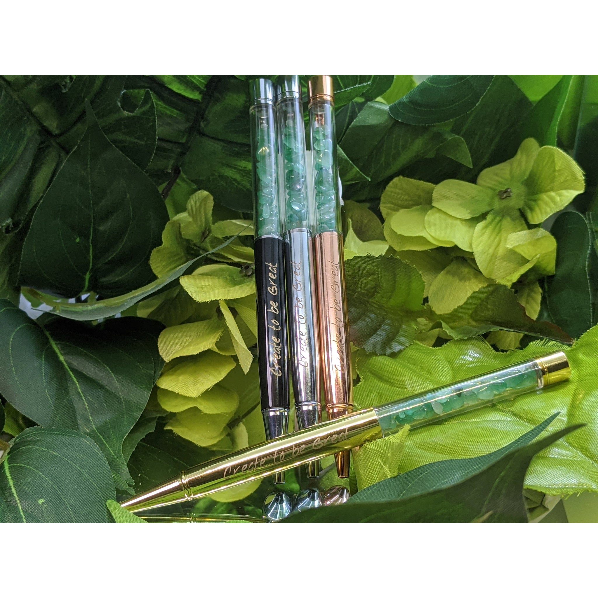 Green Aventurine Crystal filled Affirmation Wand Pen | Manifestation Tools |