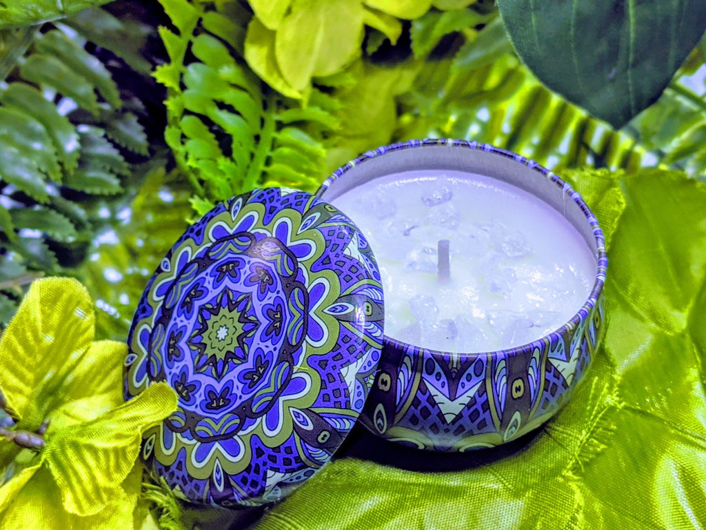 Affirmation Clear Quartz Soy Candle, aromatherapy sit candle, Manifestation and Inspirational gifts by create to be great. Rose, Jasmine, Gardenia , Bergamot, Vanilla, Peppermint, Mediterranean fig, lemon, strawberry, lavender