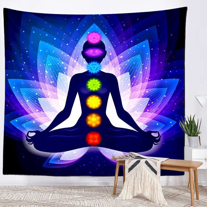 Spiritual Wall Tapestry - Chakra-Buddah-lotus-sacred geometry