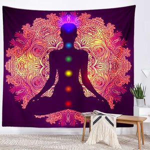 Spiritual Wall Tapestry - Chakra-Buddah-lotus-sacred geometry