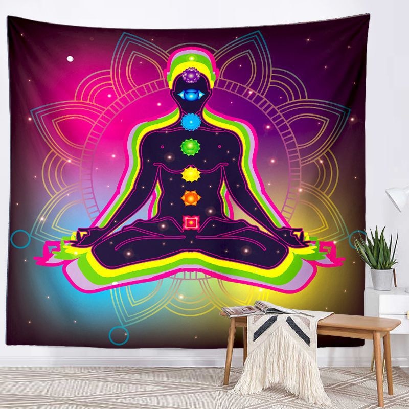 Spiritual Wall Tapestry - Chakra-Buddah-lotus-sacred geometry